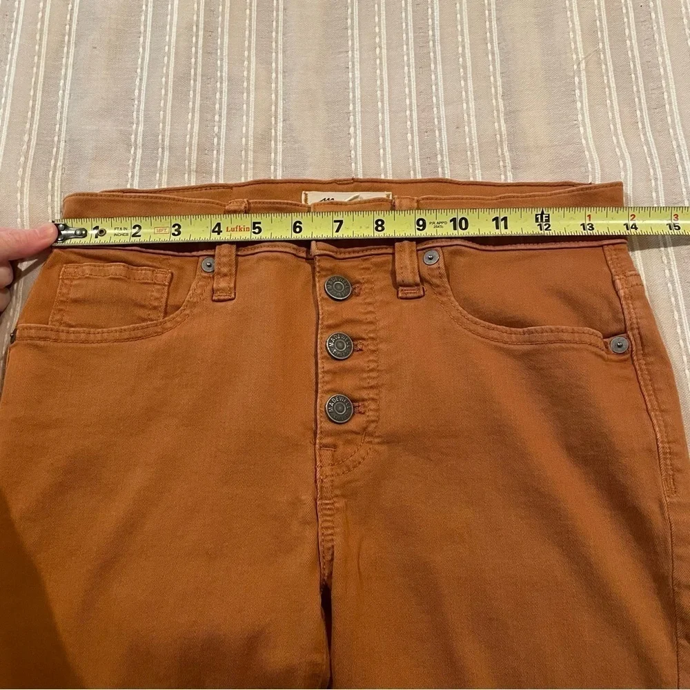 Madewell 9" Mid Rise Skinny Jeans: Garment Dyed Button Front Burnt Sienna 25 - Picture 11 of 13